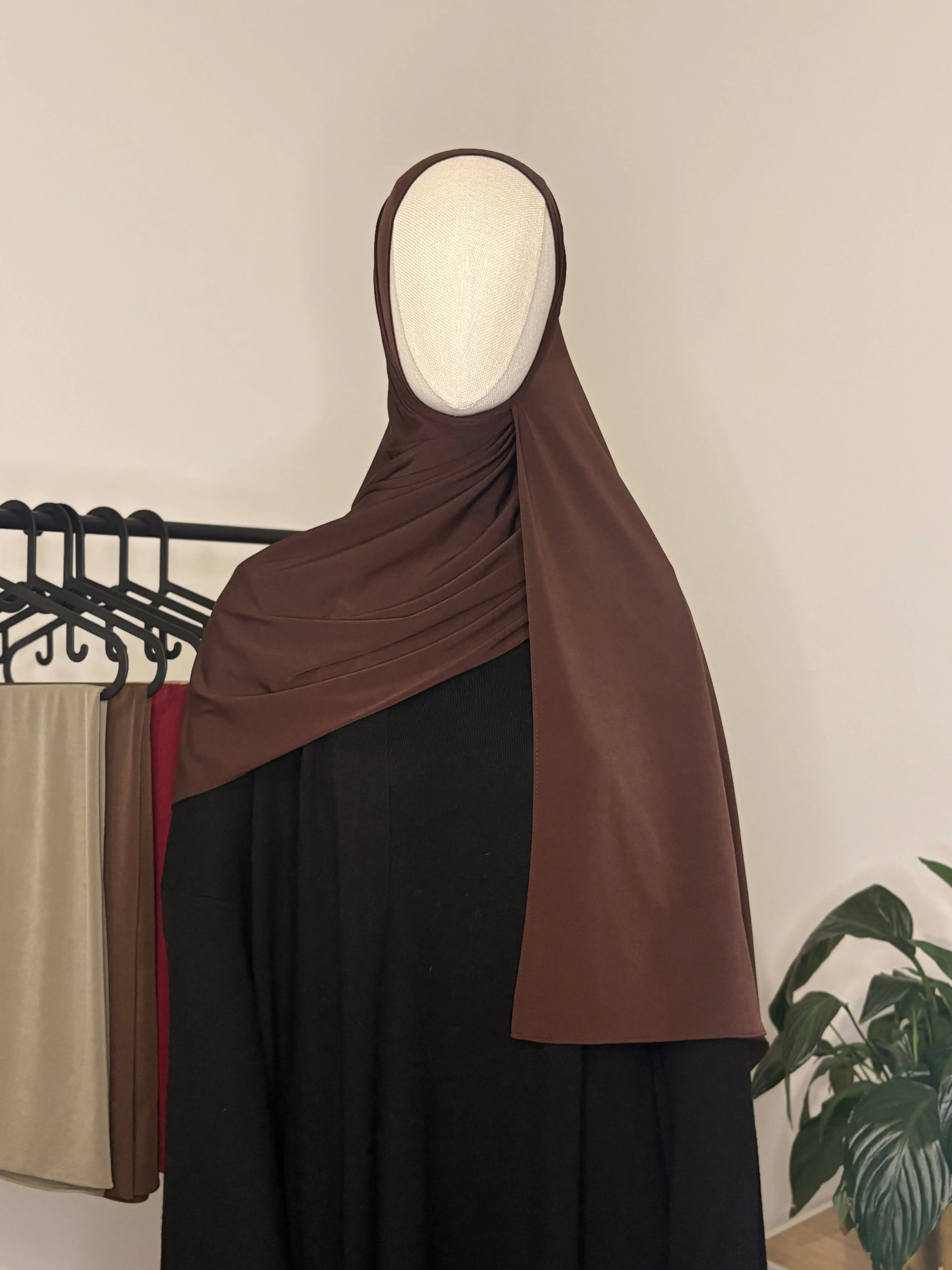 HIJAB HERSEY PREMIUM - MARRON FONCÉ MEZAOURA