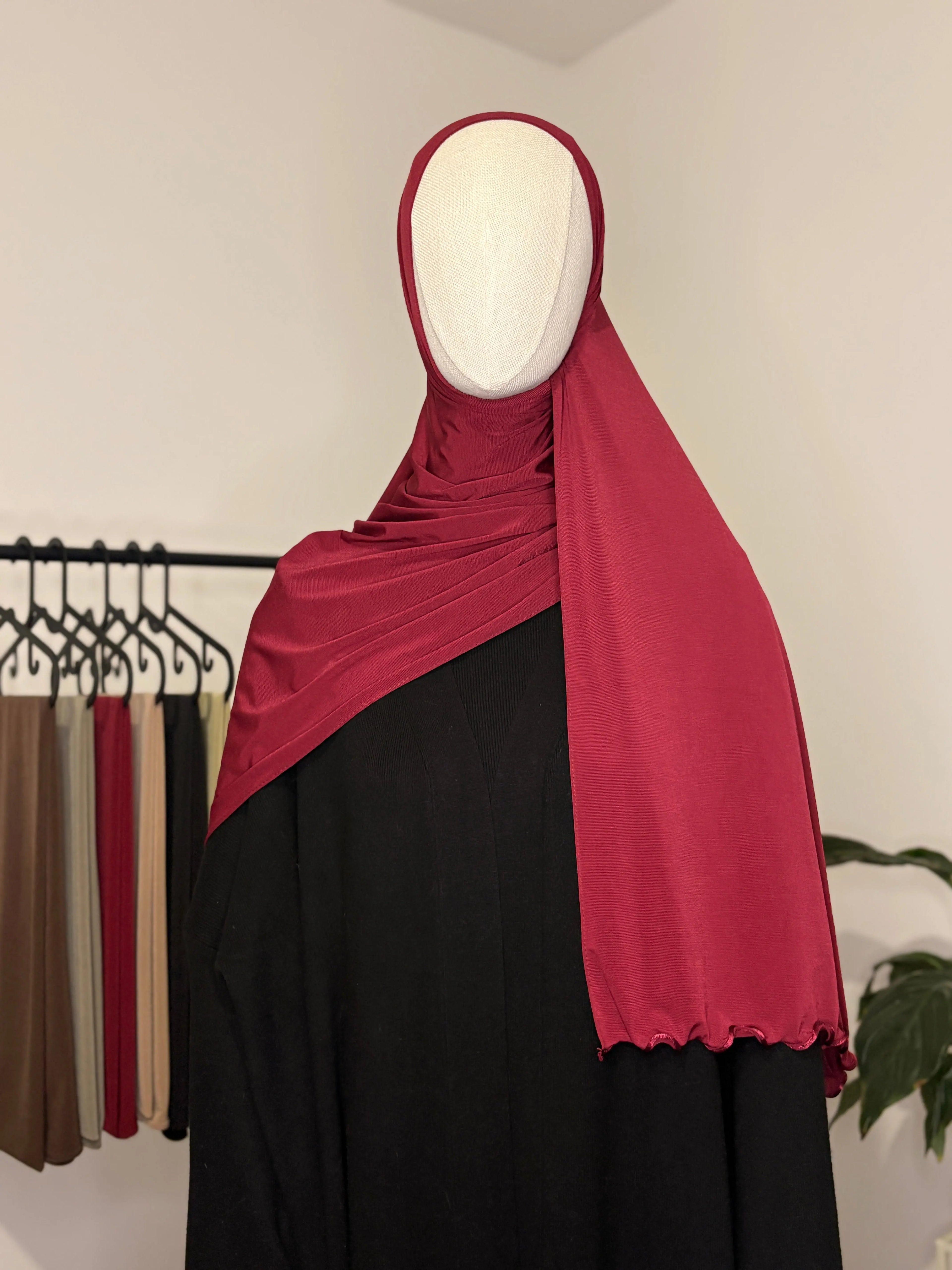 HIJAB JERSEY PREMIUM FROUFROU BURGUNDY MEZAOURA