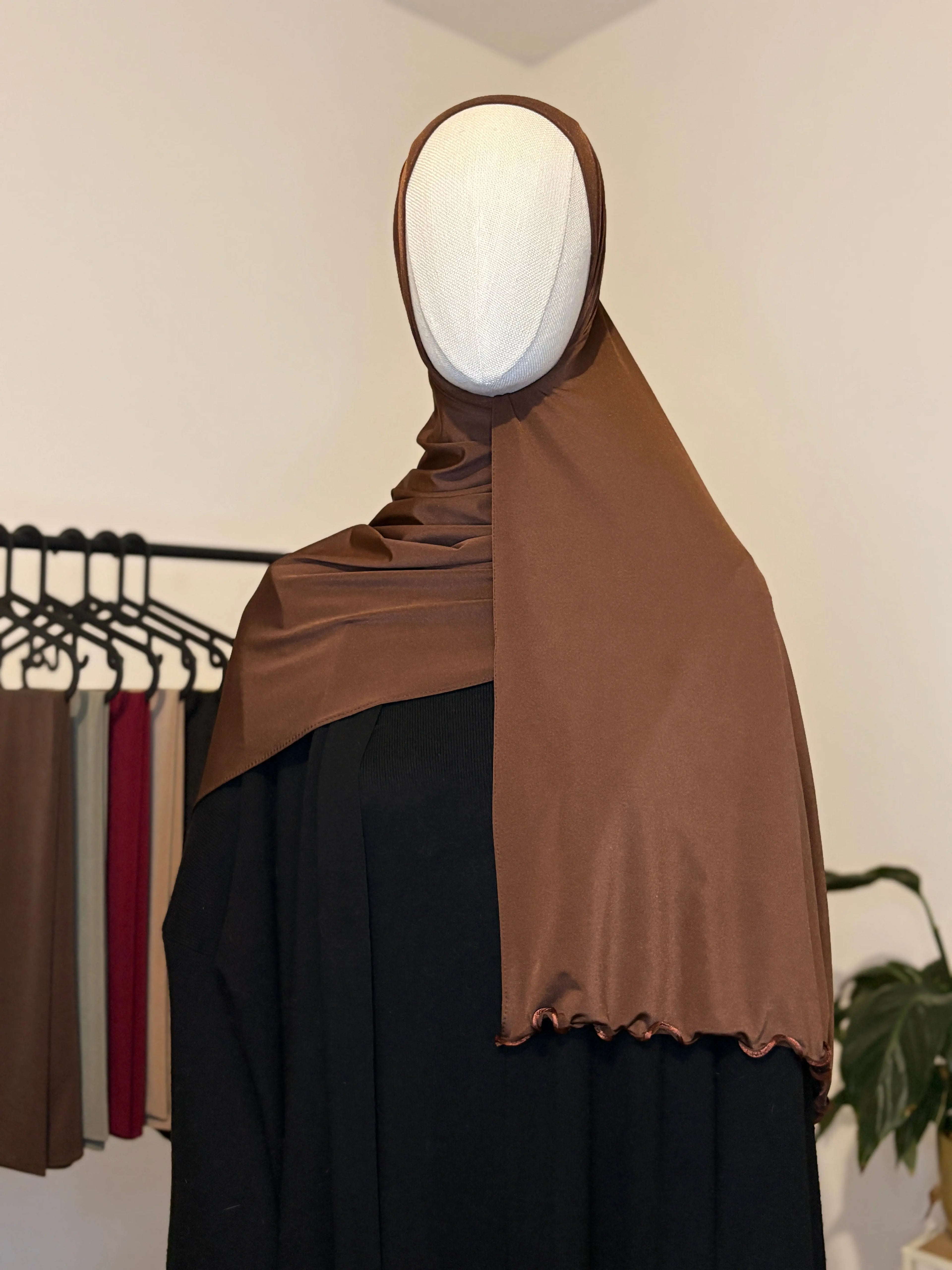 HIJAB JERSEY PREMIUM SATIN FROUFROU - CHOCOLAT MEZAOURA