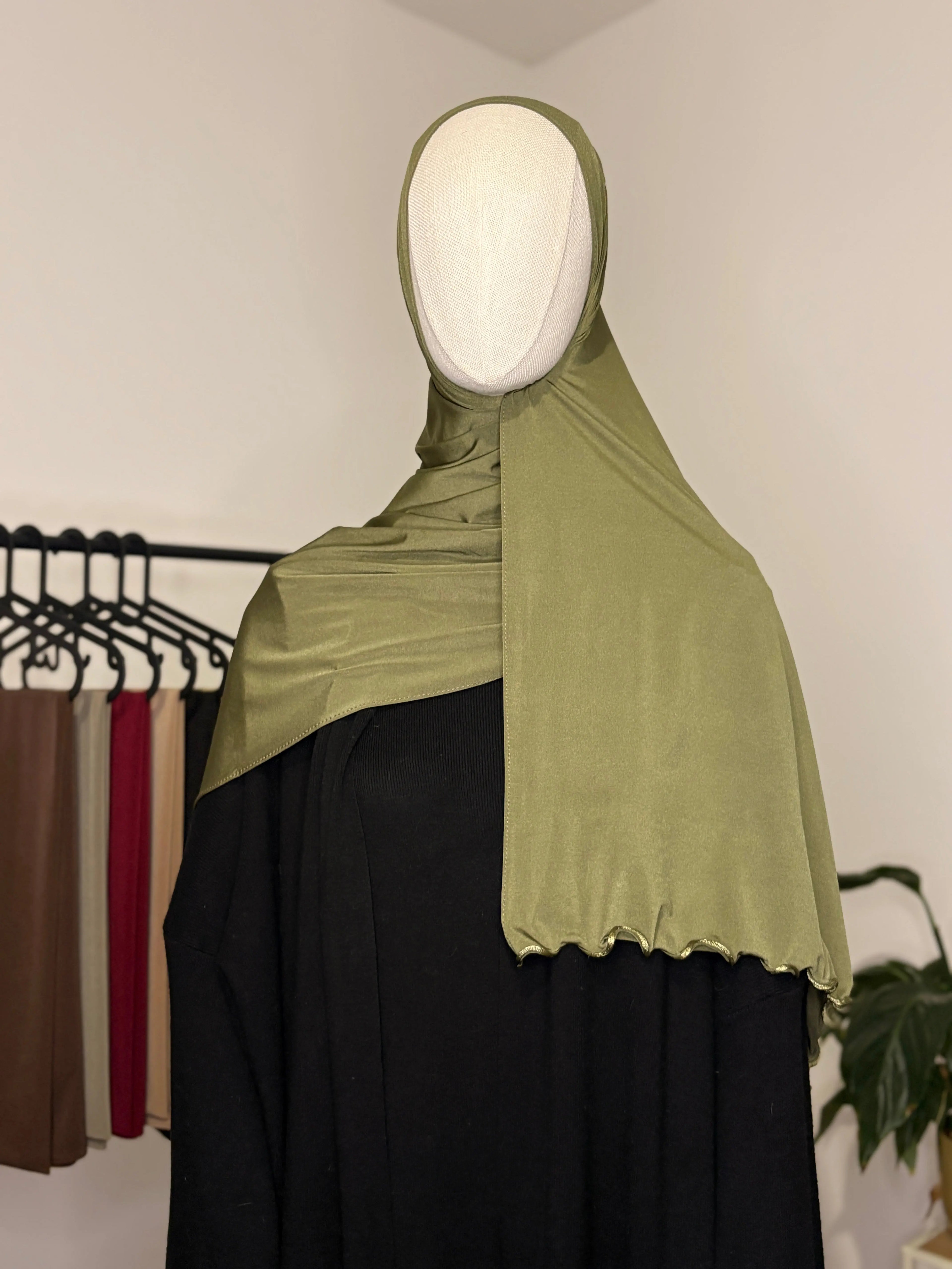 HIJAB JERSEY PREMIUM SATIN FROUFROU - KAKI MEZAOURA