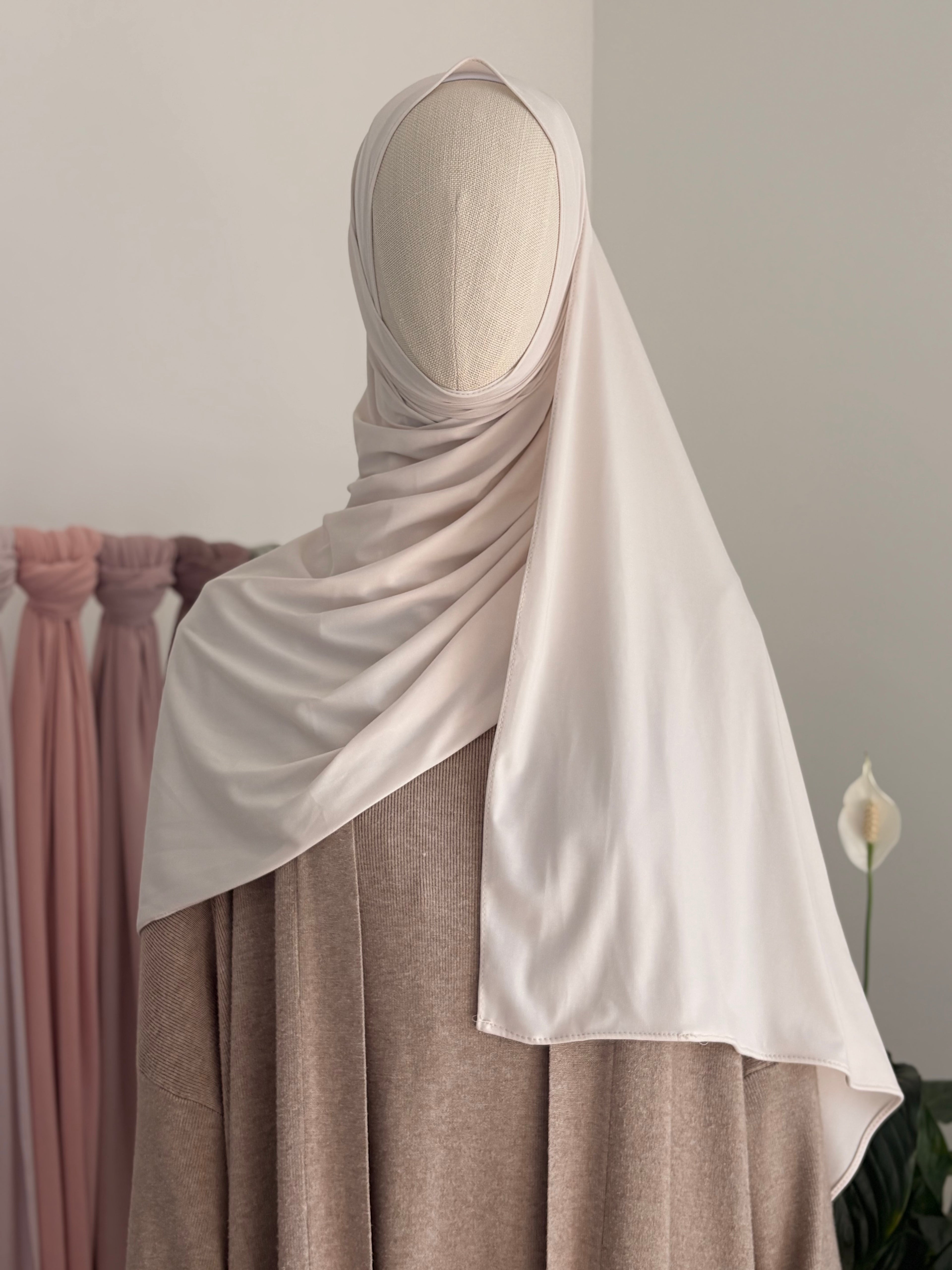 hijab jersey premium blanc perle