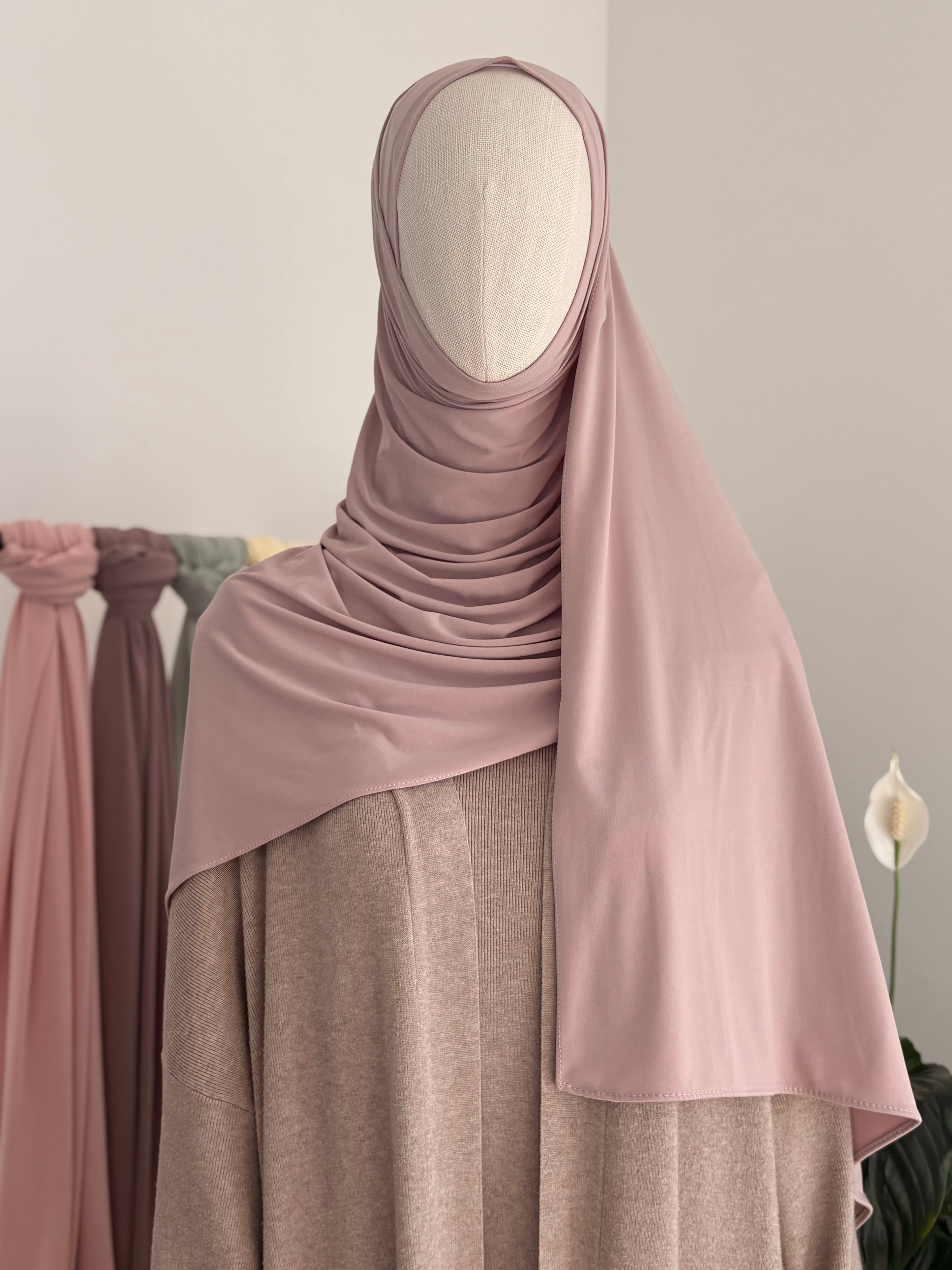 hijab jersey premium rose poudré